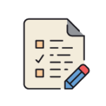 Icon of paper with check boxes and a pencil