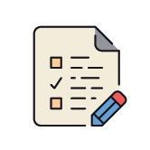 Icon of paper with check boxes and a pencil