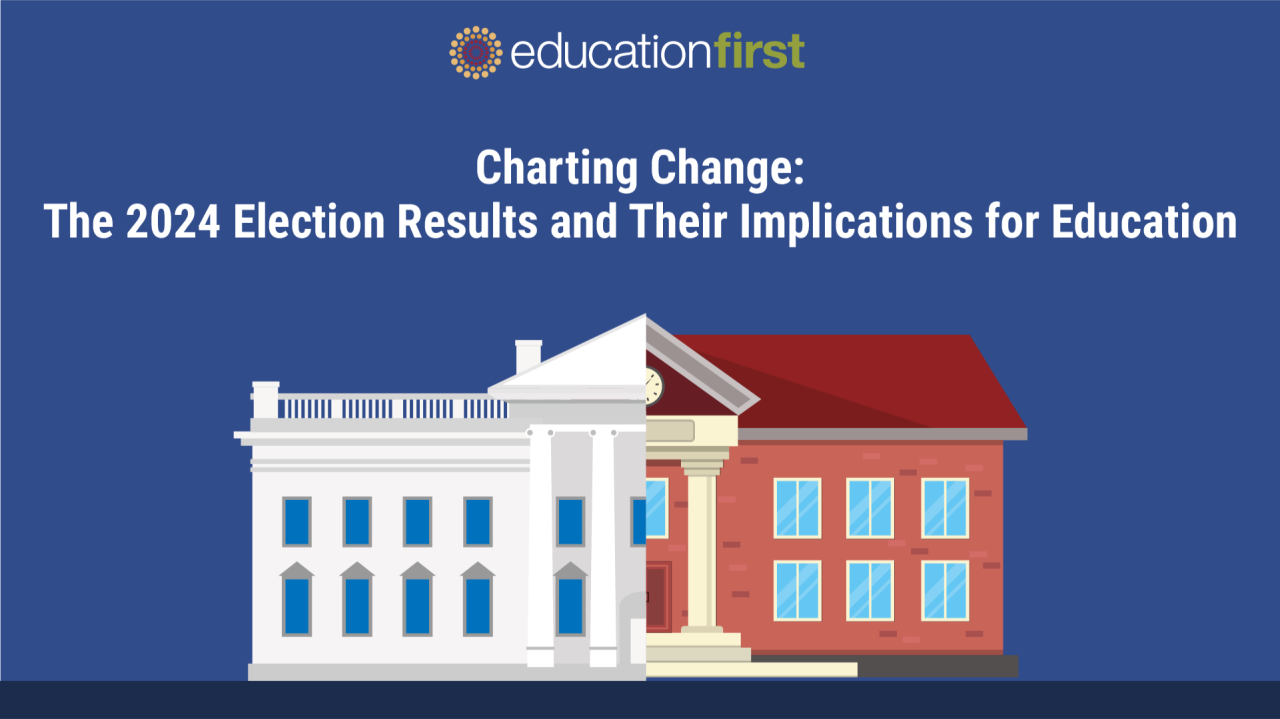 Graphic of the front of the white house merged with a traditional school building