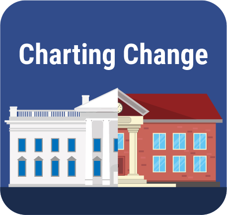 graphic of white house and traditional school building combined